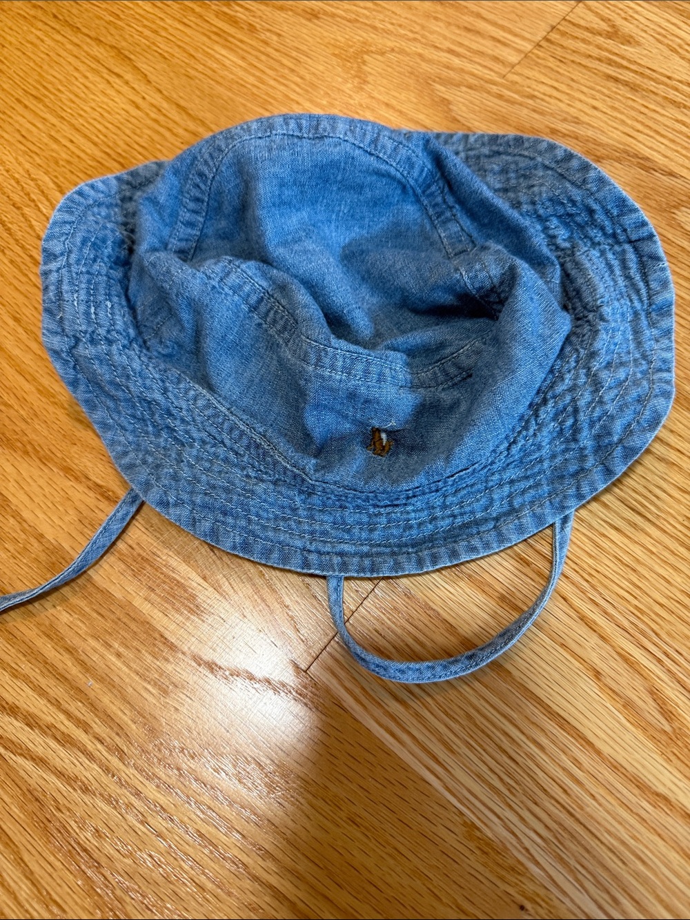 Ralph Lauren Kids Denim Bucket Hat in Light Blue with Chin Straps